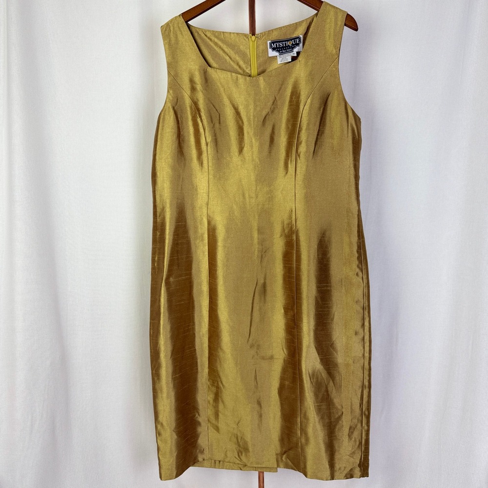 Mystique Collection by Ben‎ Marc Gold Sleeveless Dress Formal Career Women's
